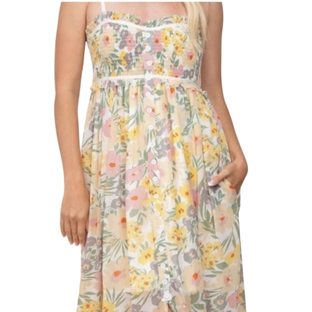 White Birch Pastel Floral Button Down Maxi Dress Size 1X NWOT - Picture 2 of 9